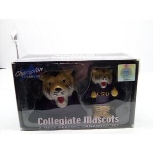 Cloisonne Heirlooms, LSU Wildcats, 3-inch Ceramic Ornament Set